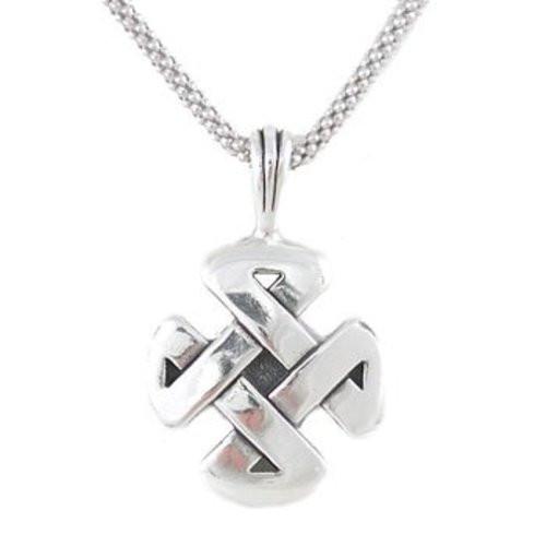 Sterling Silver Celtic Quaternary Heart Knot Medallion Pendant Necklace